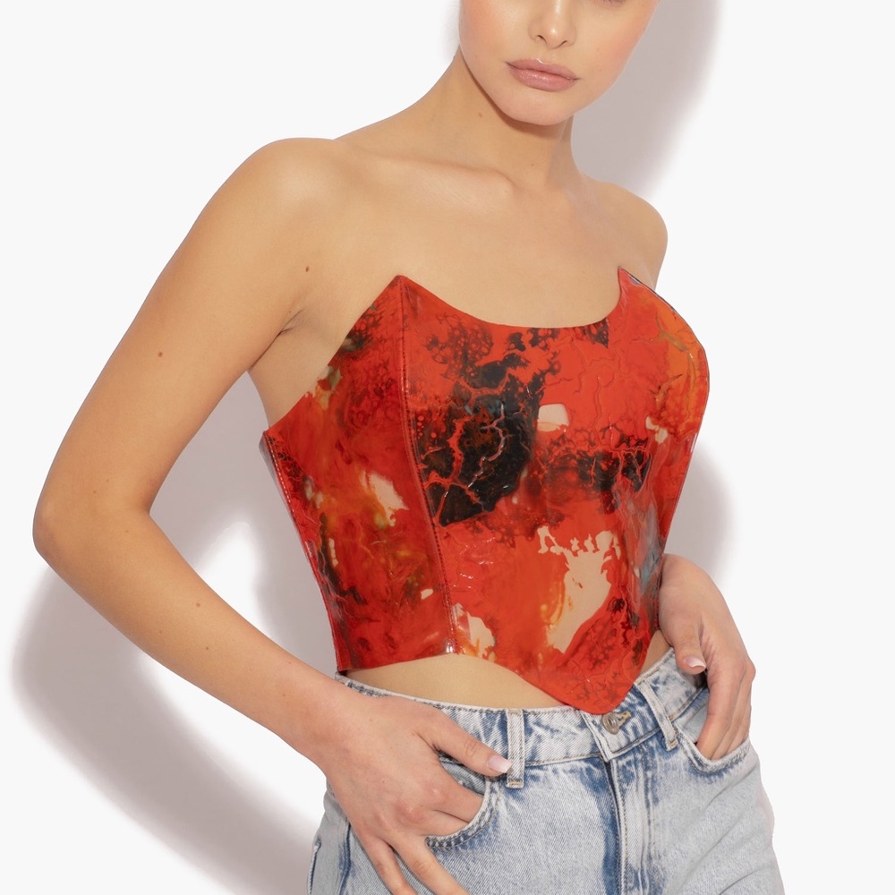 NIKITA KARIZMA - RED PVC TIE CORSET - S